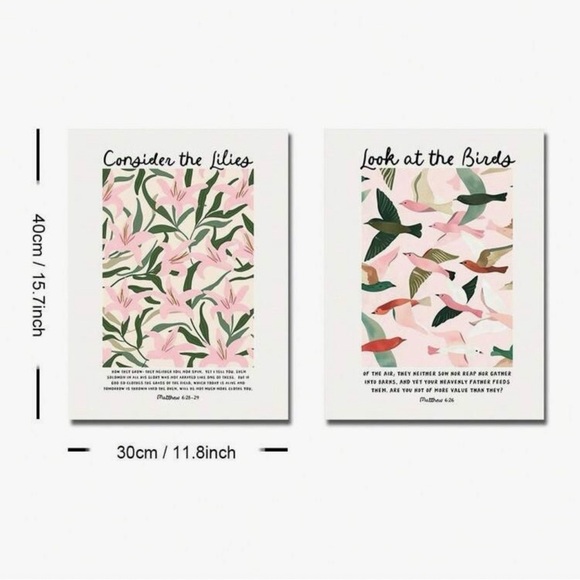 2 Piece Bible Verse Floral and Bird Wall Art, Canvas Only, 12x16 - Picture 3 of 8